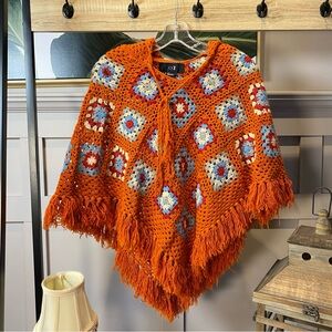 Crochet Poncho Women Crochet Granny Square Poncho Sweater